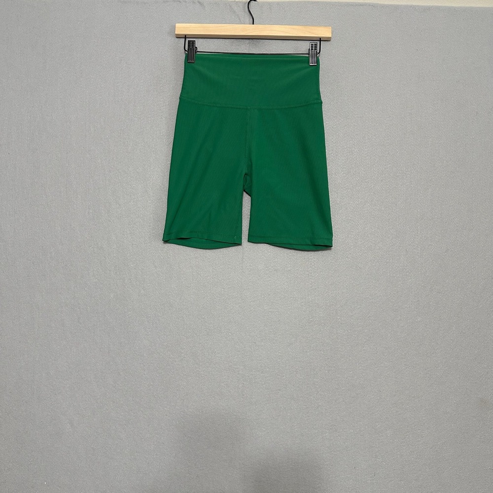 Wilo The Label Green Ribbed Biker Shorts High Waisted Athletic Size L